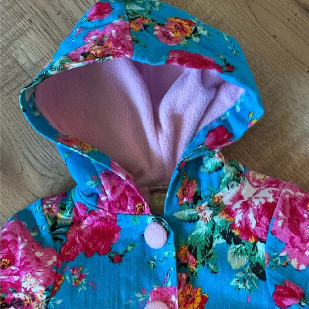 Maria Elena Toddler Floral Hooded Coat Blue Pink 2T Spring Jacket